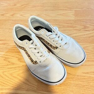 Vans Cream Sneakers with Leopard